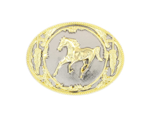 GOLD & SILVER HORSE BUCKLE