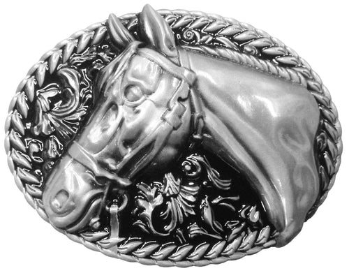 HORSE HEAD ROPE EDGE BELT BUCKLE