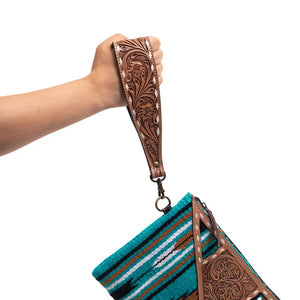 Tooling Leather Wristlet - Brown