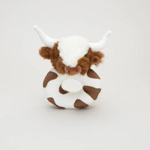 Load image into Gallery viewer, PRE-ORDER Texas Longhorn Highland Brown Cow Baby Plush Rattle 10cm