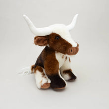 Load image into Gallery viewer, PRE-ORDER Texas Longhorn Highland Cream Small Brown Cow Plush Toy 18cm