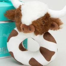 Load image into Gallery viewer, Texas Longhorn Highland Brown Cow Baby Plush Rattle 10cm