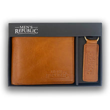 Load image into Gallery viewer, Men&#39;s Republic Men&#39;s Republic Leather Wallet and Keyring Set - Brown