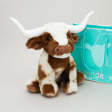 Load image into Gallery viewer, PRE-ORDER Texas Longhorn Highland Cream Small Brown Cow Plush Toy 18cm