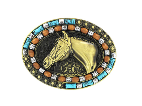 GOLD HORSEHEAD WESTERN BUCKLE