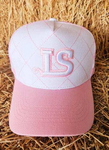 Little Spurs & Co - Pink & White Cross Stitch Toddler Cap