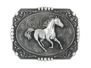 RECT FILGREE HORSE BUCKLE