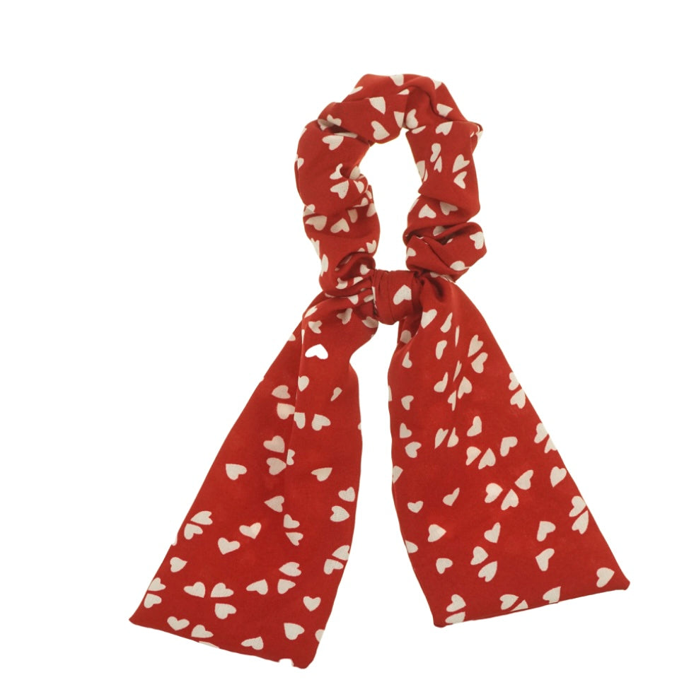 Red Heart Ribbon Scrunchie