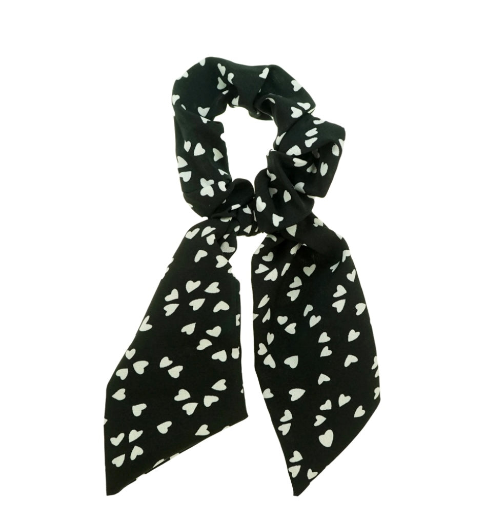 Black Heart Ribbon Scrunchie