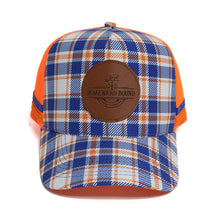 Load image into Gallery viewer, Homeward Bound Gulf Country Trucker cap - Orange/Navy Check