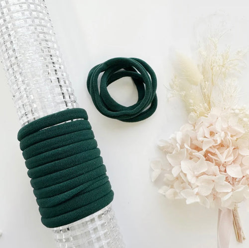 Metal Free Hair ties 4.5cm - Bottle green (School colour)