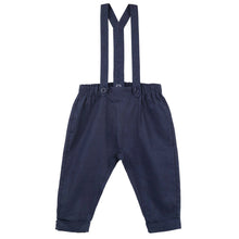 Load image into Gallery viewer, FINLEY LINEN SUSPENDER PANTS - NAVY