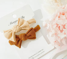 Load image into Gallery viewer, One-piece Bow Hair ties - milk tea (2pcs set)