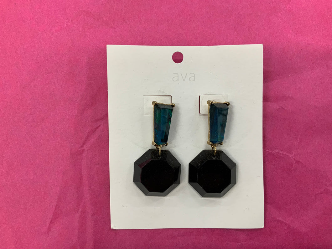 Ava- Blue/ black drop Earring