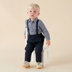 FINLEY LINEN SUSPENDER PANTS - NAVY