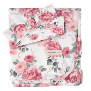 Belle Floral Swaddle & Headband Set - Tea Rose