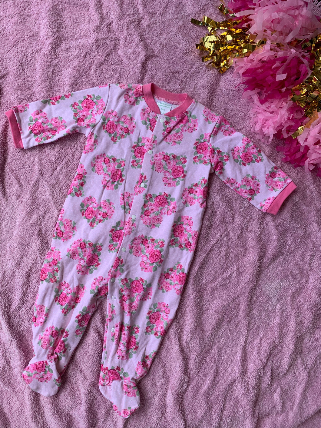 Romper - Pink Floral Roses L/S