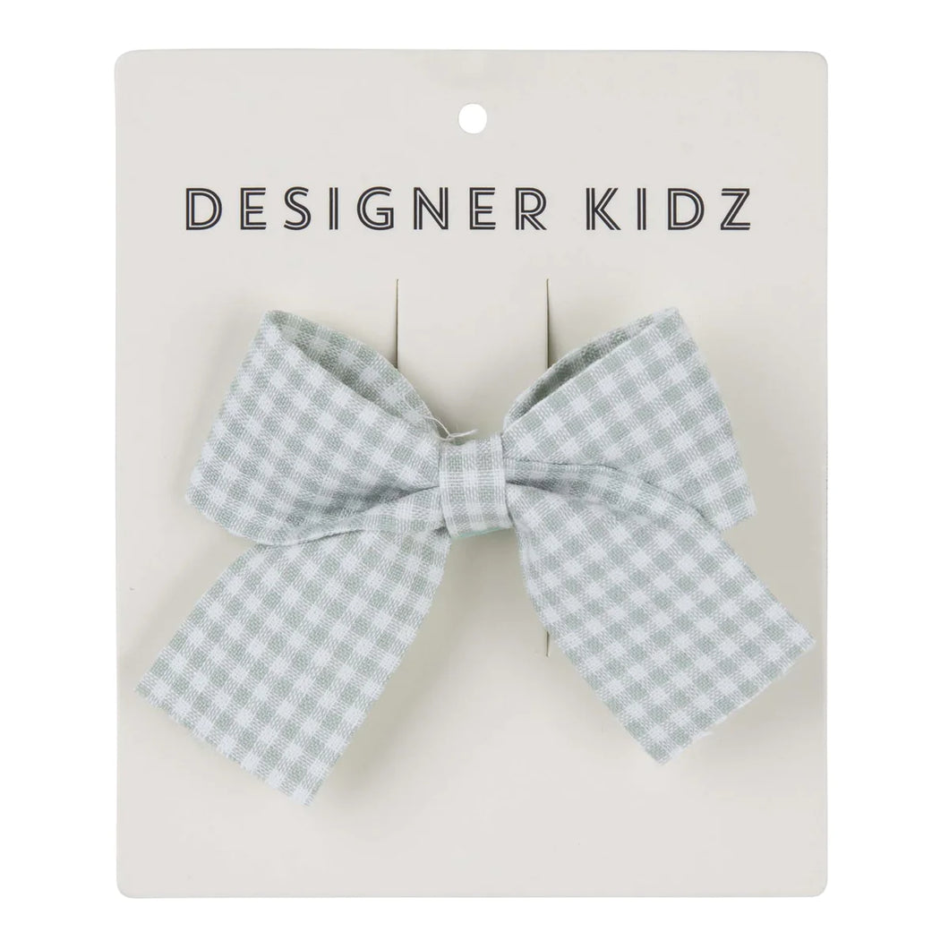 GINGHAM HAIR CLIP - SAGE