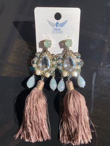 Crystal Tassel - Blue Scarab