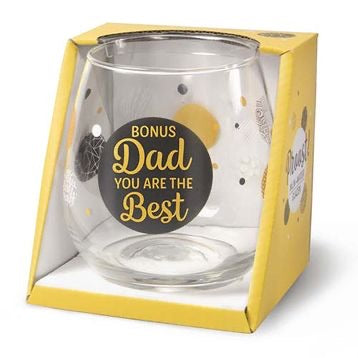 Cheers Stemless Wine Glass - Bonus Dad